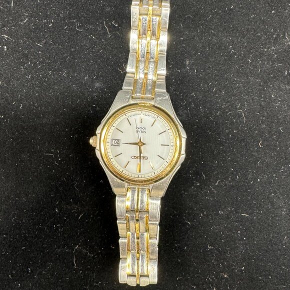 Seiko SUT038 Solar Gold & Silver Tone Stainless Steel Date Women\'s Watch main image 4